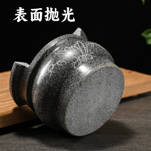 圆形石头香炉子石头香炉石雕摆件用品寺庙祠堂户外上香烧香 - 图2