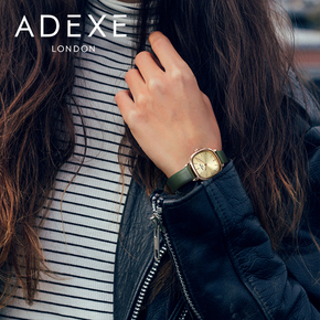 ADEXE复古轻奢小绿表，金属拉丝工艺，适合送女生时尚礼物