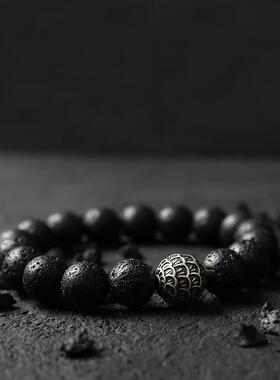 手链男国风2026新款潮流网红火山石小众设计串珠帅气手串手饰品