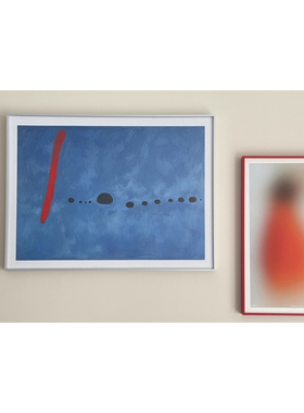 孟菲斯包豪斯挂画客厅大白墙装饰画工业风极简蓝色调治愈系中古风