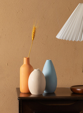 陶瓷花瓶套装三件套白色花瓶装饰摆设摆件家居客厅插花现代花器