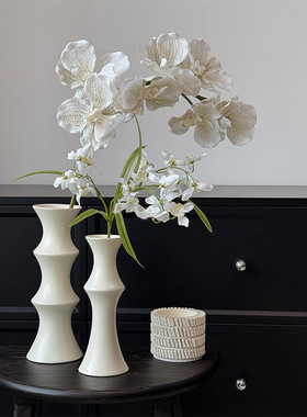 竹节花瓶陶瓷家居装饰插花摆件感小众轻奢陶瓷花瓶桌面花器