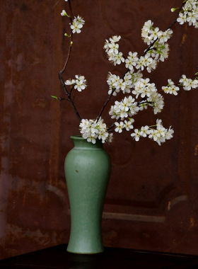 大口径花器素烧陶瓷水培花瓶摆件陶罐复古民宿新中式简约家居摆件