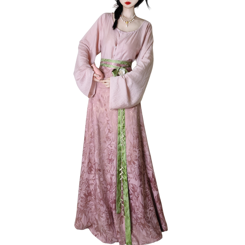 原创汉服女唐制人棉垂领衫改良提花八破裙春夏日常中国风百搭通勤,淘宝优惠券,粉丝福利购,淘宝优惠卷