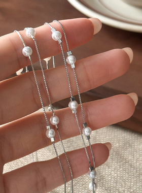 S925纯银叠戴风气质施家珠项链