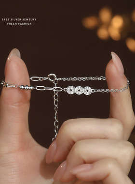 S925纯银钱币银豆子手链女