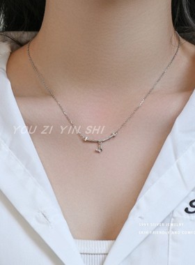 足银蝴蝶项链女s999微笑锁骨链