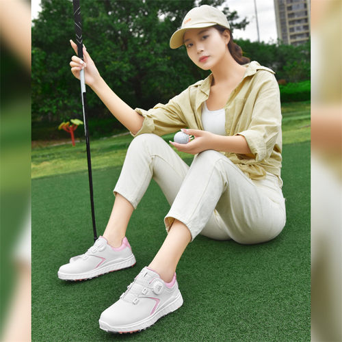 GUOOGUL高尔夫球鞋休闲运动鞋男女户外防水防滑男鞋旋转纽扣女鞋 - 图2