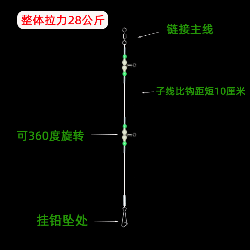 海钓线组天地钓组鲈鱼串钩主线远投上下钩组船钓拉流葫芦线组套装 - 图2