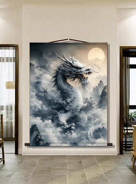 龙画像挂画龙画镇宅飞龙在天图青龙献瑞金龙戏珠客厅玄关风水招财