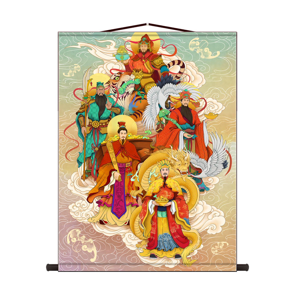 中式五路财神装饰挂画八方来财壁画客厅招财进宝墙画财神爷玄关画,淘宝优惠券,粉丝福利购,淘宝优惠卷