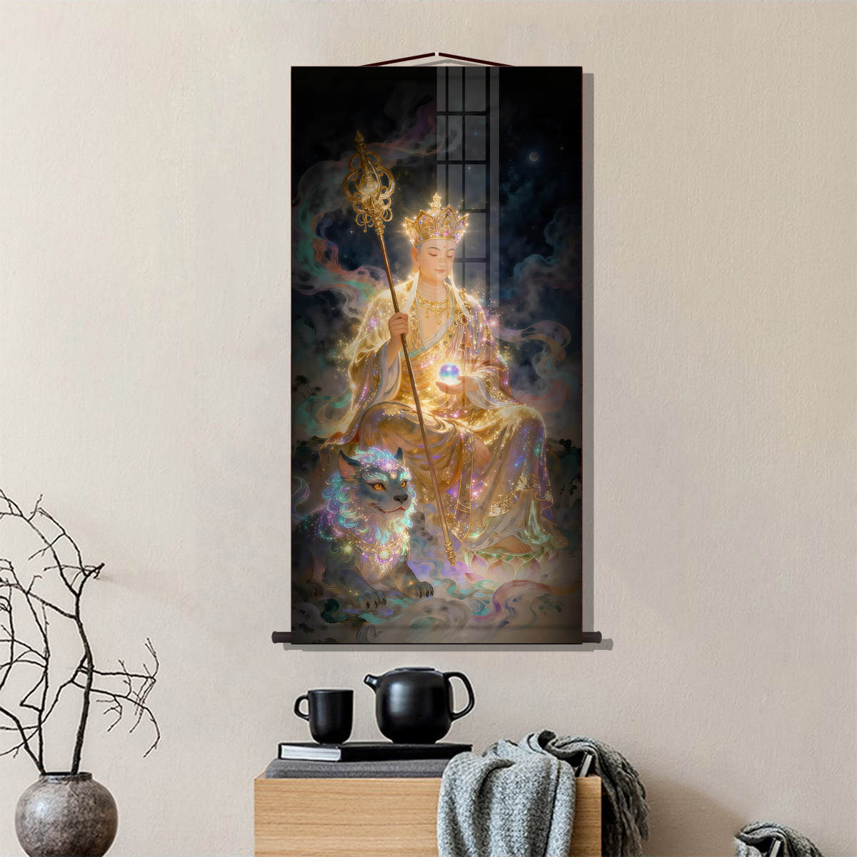 高清庄严地藏王菩萨画像挂画佛堂家用堂屋供奉佛像画装饰卷轴挂画,淘宝优惠券,粉丝福利购,淘宝优惠卷