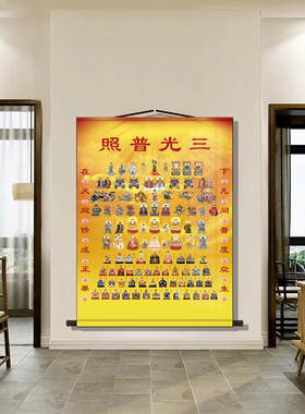 三光普照堂单道家全佛图全神图全堂佛三清天尊祖师玉帝四御挂画