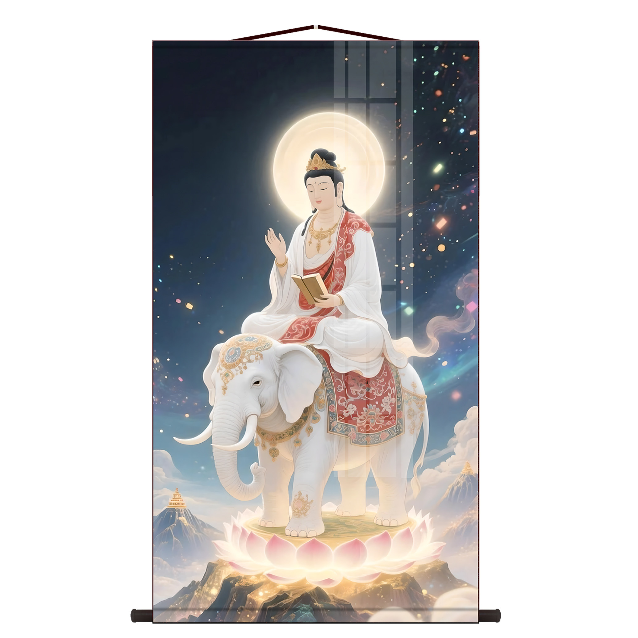 普贤菩萨画像客厅书房玄关挂画墙壁装饰画走廊沙发背景墙卷轴挂画,淘宝优惠券,粉丝福利购,淘宝优惠卷