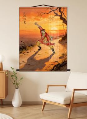 武松打虎挂画水浒传经典场景新中式客厅书房背景墙创意装饰画挂轴