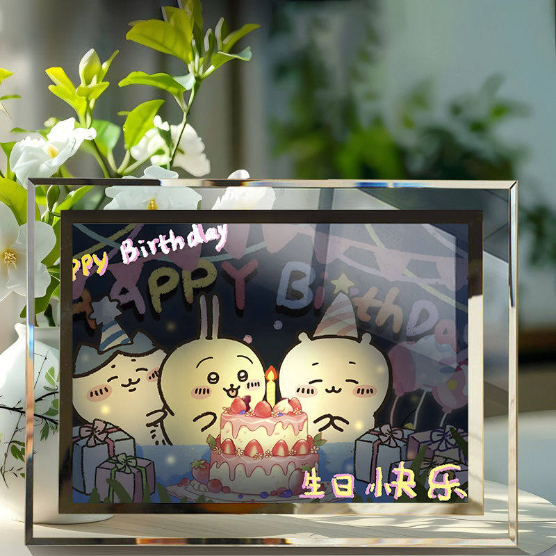 新款Chiikawa生日快乐摆台儿童卡通水晶玻璃相框摆件送朋友礼物,淘宝优惠券,粉丝福利购,淘宝优惠卷