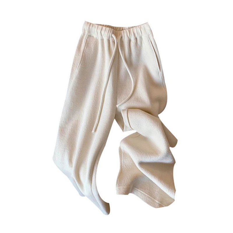 秋冬气质通勤风米白显瘦高腰休闲阔腿裤高级软糯毛巾长裤子女装,淘宝优惠券,粉丝福利购,淘宝优惠卷