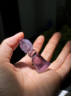 天然紫水晶五股金刚铃吊坠微棉的自己雕刻的