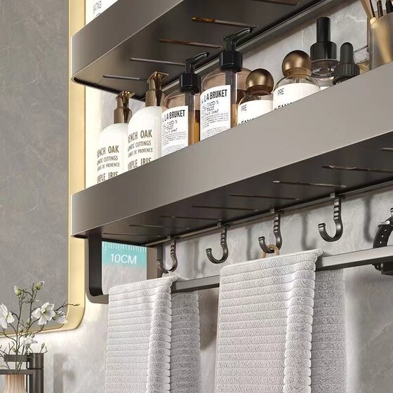 Space aluminum punch-free wall-mounted towel rack