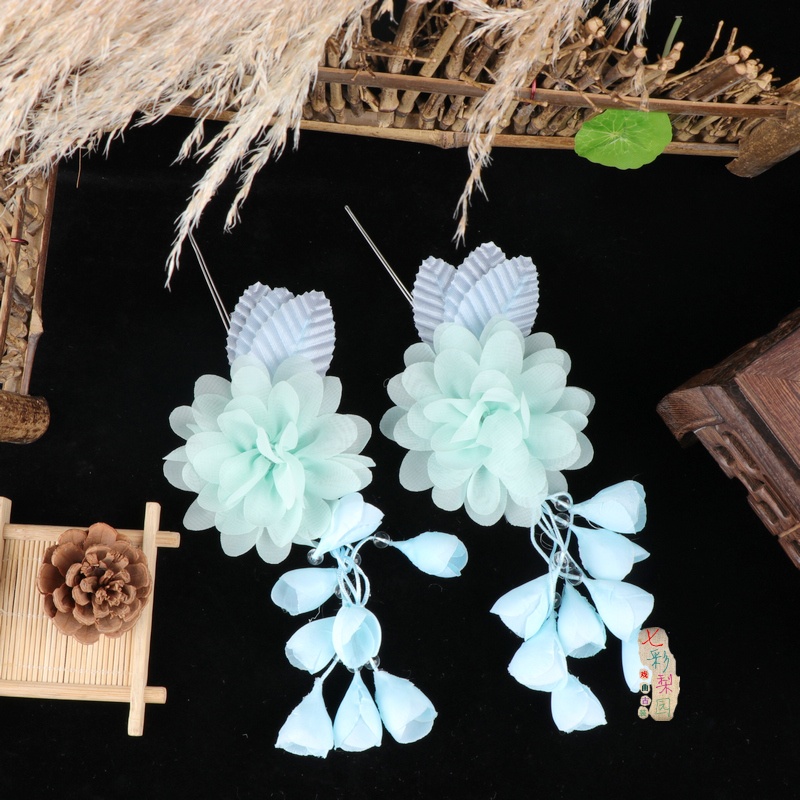 耳边京豫剧头花越剧绢花旦鬓花包头戏曲小姐青衣头饰用品单朵纱花 - 图1