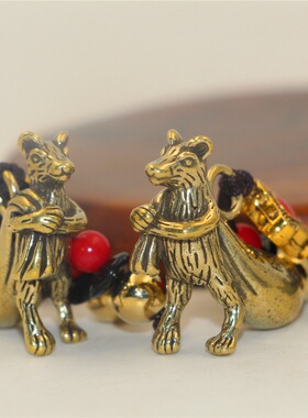 西藏生肖鼠纯黄铜摩托车挂饰吊坠