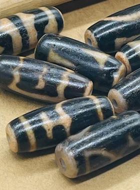 藏式天然玛瑙做旧老天珠虎牙配珠