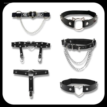 Personalized simple alloy buckle gothic punk leg strap PU leather adjustable thigh ring strap garter belt ສໍາລັບແມ່ຍິງ