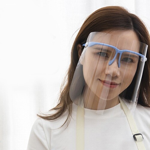 加厚可翻盖厨房炒菜面罩做饭防油溅防油烟神器女全脸油炸护脸面具 - 图1
