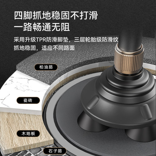 医用拐杖老人拐杖防滑轻便手杖四脚伸缩老年人拐杖拐棍行走助步器 - 图3