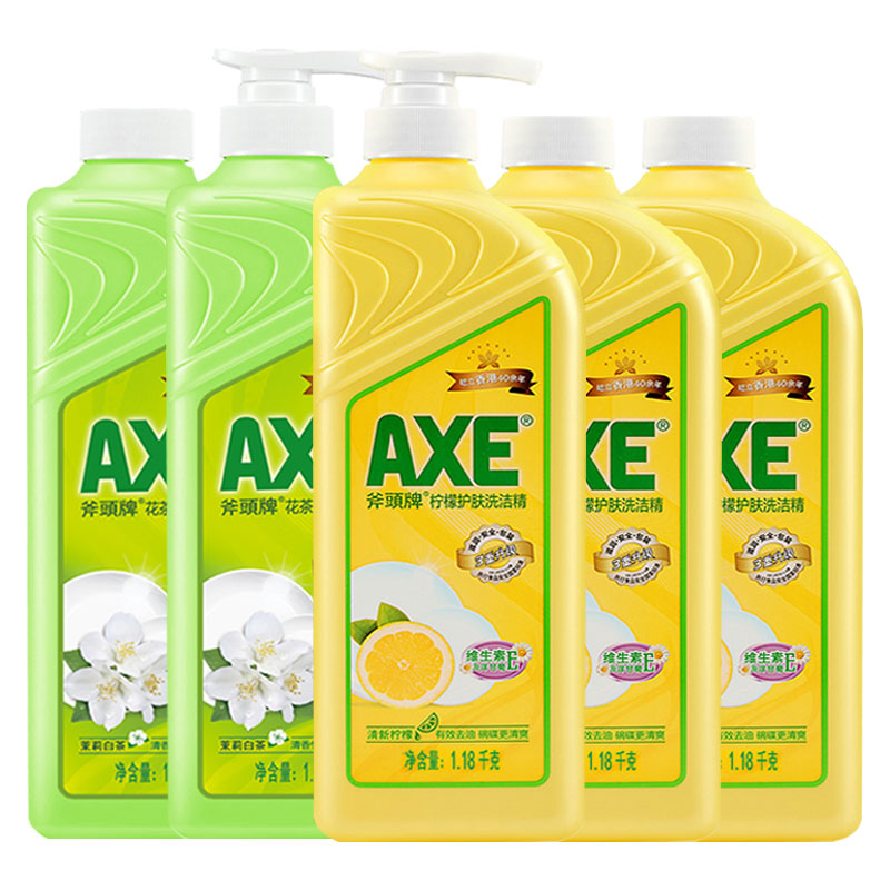 【1.18kg*5瓶】AXE/斧头牌洗洁精家用家庭装护肤不伤手洗碗果蔬-图3