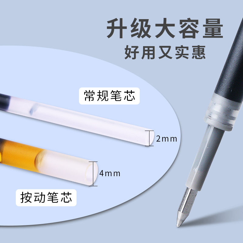 晨光G-5笔芯0.5子弹头按动中性笔学生子弹头按压式速干碳素笔芯 - 图0