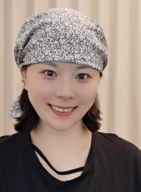 碎花包头帽女飘带帽子洋气夏季透气妈妈帽复古成熟遮白发四季透气
