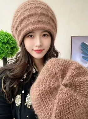 冬季保暖堆堆帽子女2026新款大头围显脸小针织毛线帽加厚防风冷帽