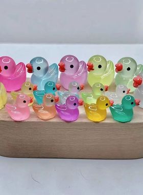 可爱呆萌夜光大鸭子彩色摆件diy 工艺品发光树脂小黄鸭大鸭子