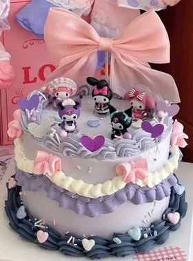 三丽鸥库洛米洛米发光网红美乐蒂烘焙蛋糕儿童装饰生日玩偶摆件
