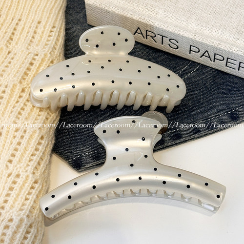 法式高级感波点千金抓夹小众甜美大号后脑勺鲨鱼夹子简约优雅发夹 - 图3