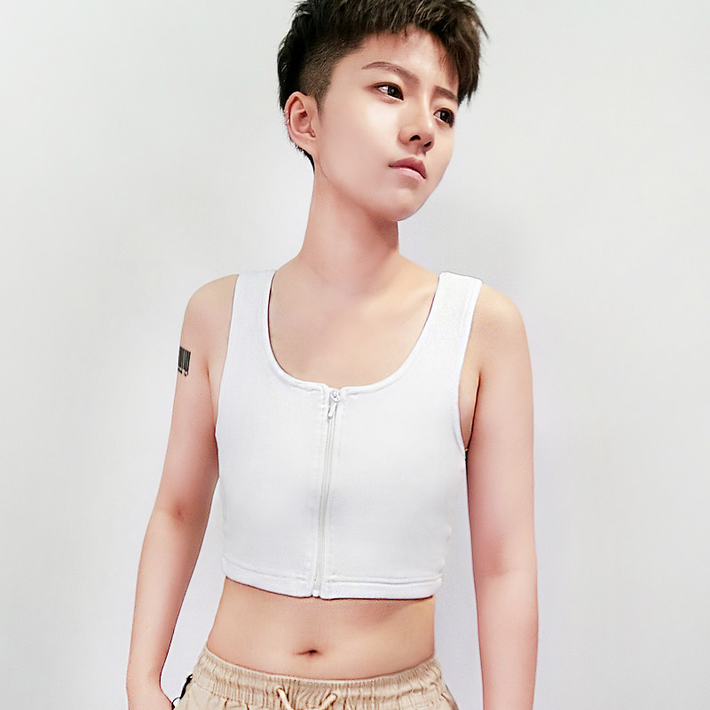 SUNNYS帅t束胸les短款内衣大胸显小运动女学生裹塑胸拉链竹炭抑菌_虎窝淘