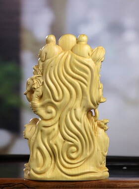 黄杨木雕十八罗汉佛像摆件中式木质f雕刻降龙伏虎家居饰品工艺礼