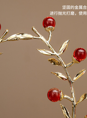 家居珍珠水晶树叶全套花环摆件感客厅办公室轻奢工艺品厂