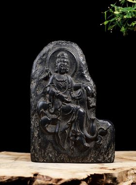 龙年仿古做旧禅意观自在香插摆件-观自在砖雕香插