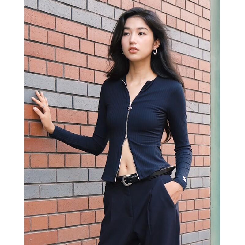 【热销开衫】AF经典小麋鹿图案女装25秋冬新款拉链开衫139-5707