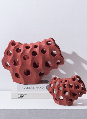 侘寂风简约轻奢珊瑚树脂工艺摆设艺术民宿样板房展厅售楼处摆件