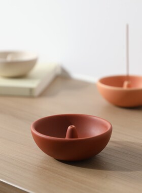 现代简约土断桥陶瓷香插家居家用室内插香器书房茶道桌面装饰香托