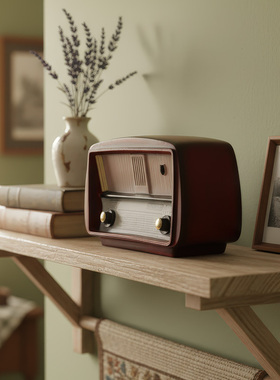 创意做旧风格家居装饰品摆设客厅酒柜电视柜摆件仿真复古收音机