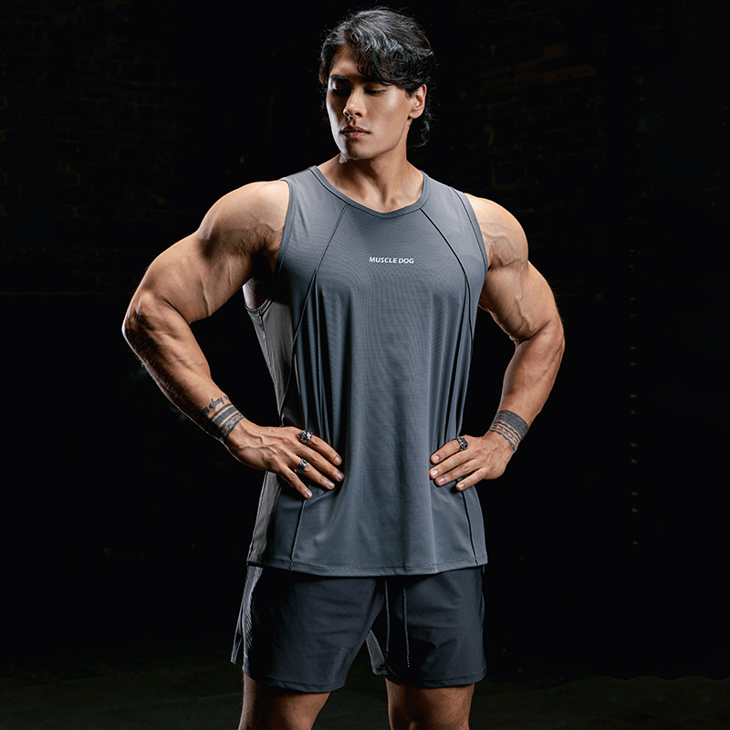 肌肉狗 凉感防晒运动背心男夏季透气弹力坎肩无袖跑步健身训练服 - 图2