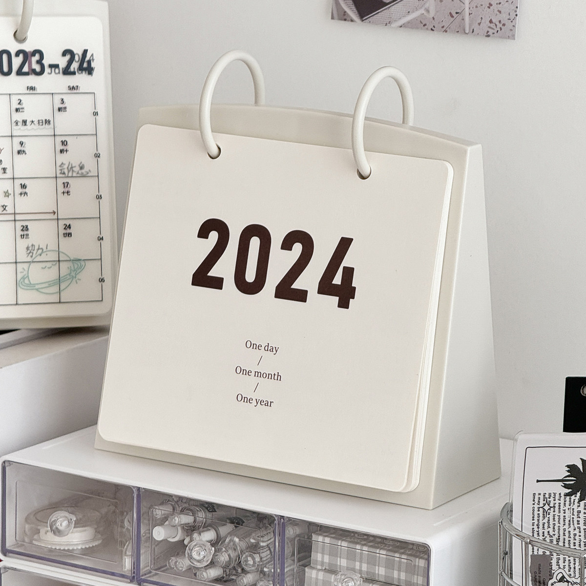 翻页日历2024年创意台历ins办公室桌面装饰摆件万年历记事计划本_虎窝淘