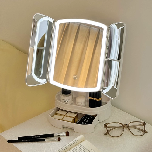 Сделать -зеркальный рабочий стол с легкой зарядной зеркальной оболочкой оболочка с двойной открывающей дверью складной зеркало сетевая сеть красная светодиодная заправка зеркало