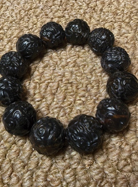 21毫米黑天宝龙珠手串新疆天宝黑金刚霸气款式私人定制送礼330