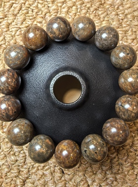 14.8毫米新疆养生舍利石手串行走的负氧离子中黄男女通用苏工323