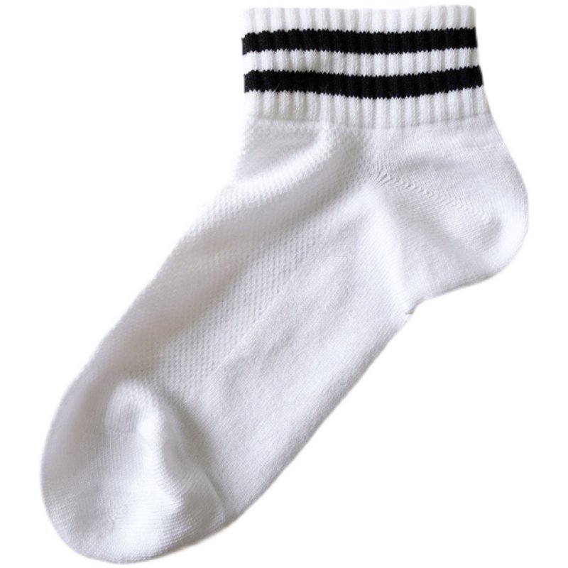 春夏运动袜子女条纹短筒网眼透气纯棉女袜学院风短袜薄款女生白袜,淘宝优惠券,粉丝福利购,淘宝优惠卷